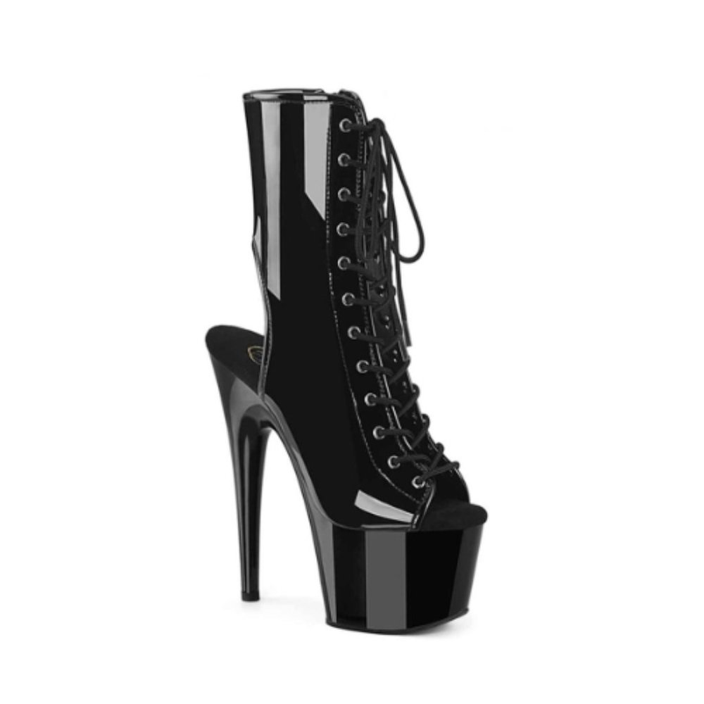 Open Toe Side Zip Ankle Boot Black Size 11